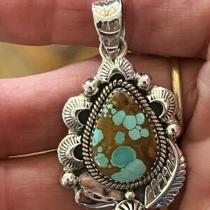 Number 8 Turquoise Sterling Silver Pendant